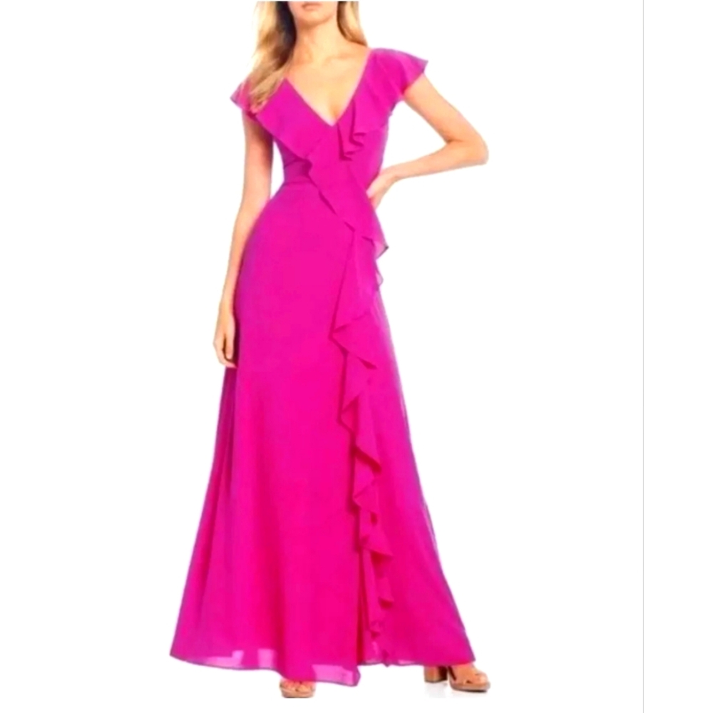 NWOT Belle Badgley Mischka Fuchsia Pink Jessica Gown $199 size 8